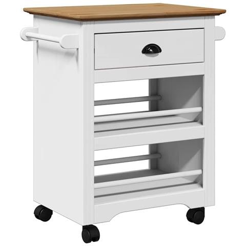 Carrello Da Cucina Bodo Bianco E Marrone 67,5x45x80 Cm - Foto 2
