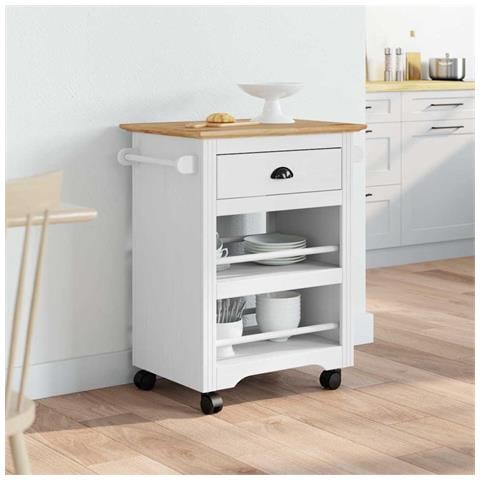 Carrello Da Cucina Bodo Bianco E Marrone 67,5x45x80 Cm - Foto 3