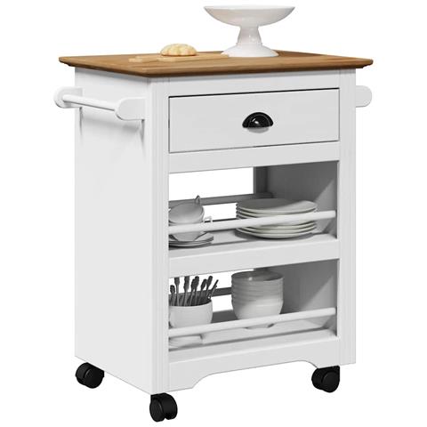 Carrello Da Cucina Bodo Bianco E Marrone 67,5x45x80 Cm - Foto 1
