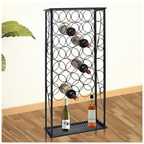 Portabottiglie Per 28 Bottiglie Di Vino In Metallo - Foto 2