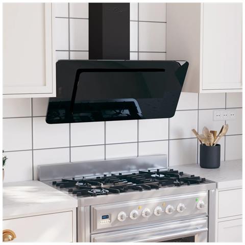 Lusso Casadino -  Cappa A Parete 90 Cm In Acciaio Inox E Vetro Temperato Nero - Foto 2