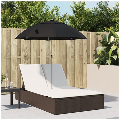 Lusso Casadino -  Lettino Prendisole Doppio Cuscini E Parasole Marrone Polyrattan - Foto 8