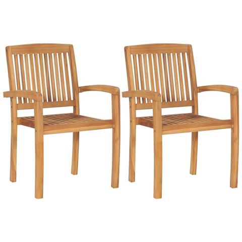 Sedie Da Giardino Impilabili 2 Pz In Legno Massello Di Teak - Foto 2