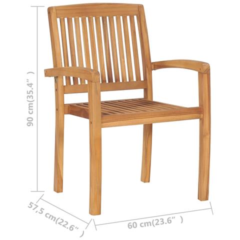 Sedie Da Giardino Impilabili 2 Pz In Legno Massello Di Teak - Foto 6