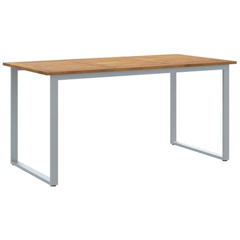 Tavolo da pranzo outdoor  Grigio 160x80x75 cm Acciaio e Legno Solid Acacia - Foto 1
