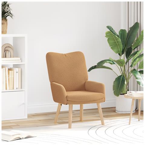 Poltrona Rilassante Beige in Tessuto Curly Simile Lana - Foto 2