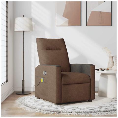 Poltrona Massaggiante Reclinabile Marrone in Tessuto - Foto 2