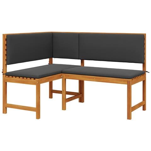 Panchina d'angolo da giardino  con cuscini 140x100x91 cm in legno massello di acacia - Foto 1