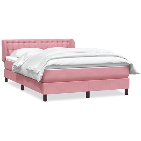 Giroletto a Molle con Materasso Rosa 140x210 cm in Velluto - Foto 1