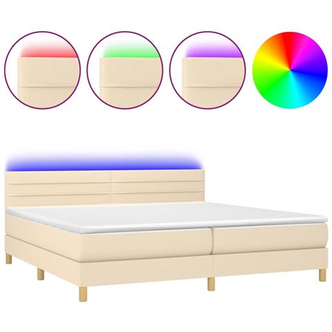 Letto a Molle Materasso e LED bianco 200x200cm in Tessuto - Foto 1