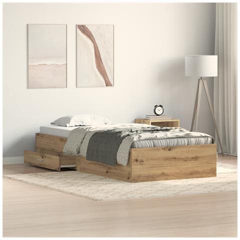 Struttura del Letto Rovere Artigianale 100x200 cm Legno Ingegnerizzato - Foto 2