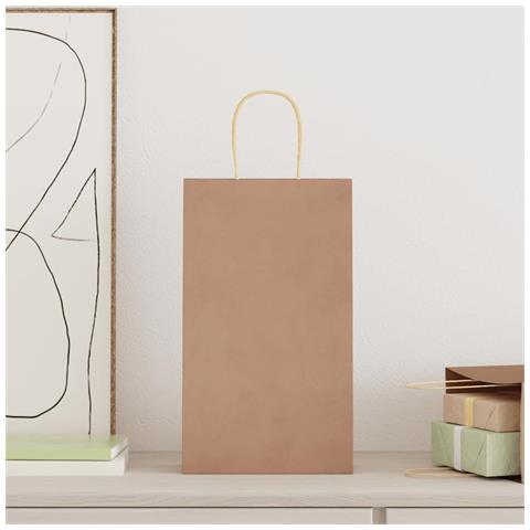 Sacchetti di Carta 50 pz con Manici Marrone 21x11x36 cm - Foto 2