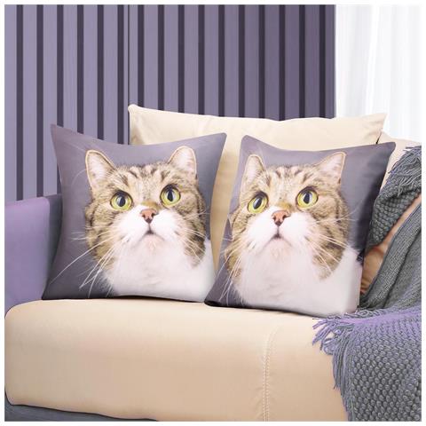Set Di 2 Copricuscini 40x40 Cm Design Baffi Di Gatto - Foto 2