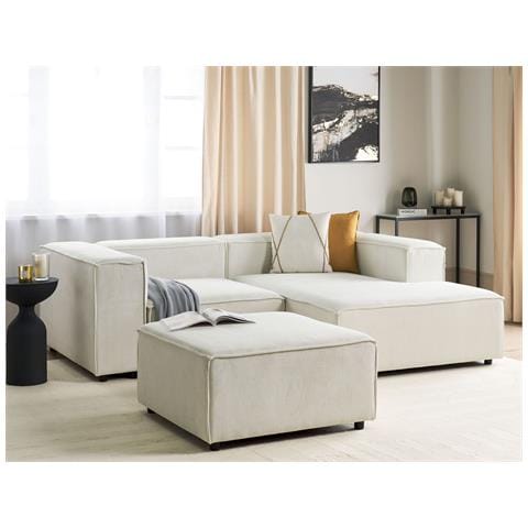 3 Posti Ardal Velluto A Coste Bianco Sporco Con Ottomana Lato Sinistro - Foto 1