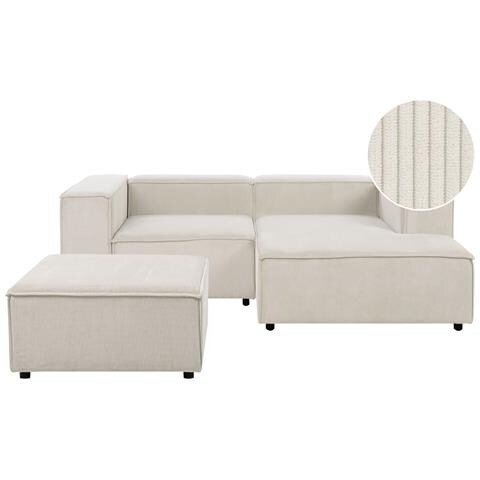 3 Posti Ardal Velluto A Coste Bianco Sporco Con Ottomana Lato Sinistro - Foto 2