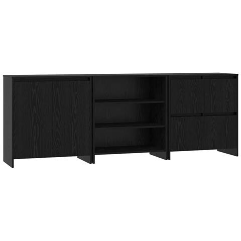 Credenza 3 pcs Rovere nero 70 x 41 x 75 cm Legno multistrato - Foto 1
