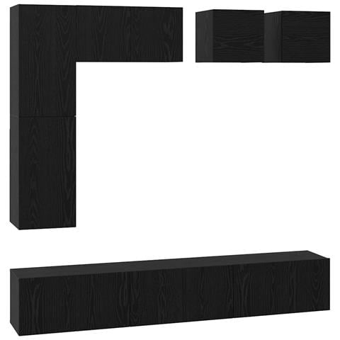 Set mobile TV 8 pcs Rovere nero Legno multistrato - Foto 1