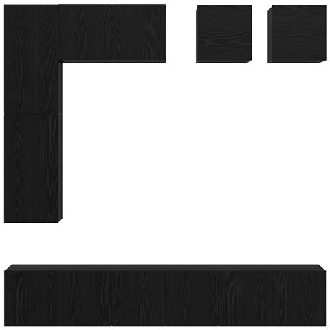 Set mobile TV 8 pcs Rovere nero Legno multistrato - Foto 9