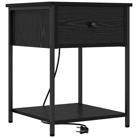 Armadio da Notte Rovere nero 42 x 41 x 56 cm Legno multistrato - Foto 1