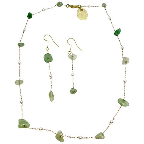 Set Di Collana E Orecchini In Avventurina Naturale Irregolare - Foto 1