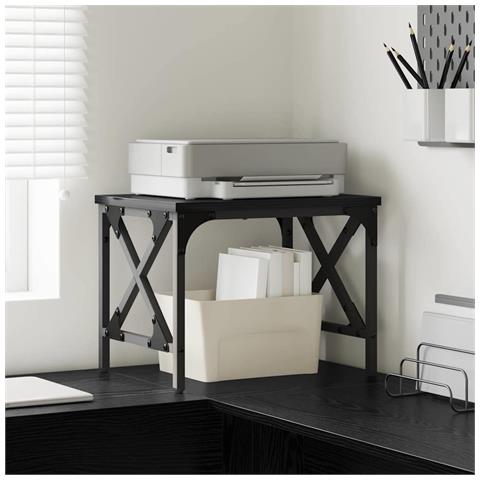 Supporto per Stampante Regolabile Rovere Nero 40 x 30 x 31 cm - Foto 2