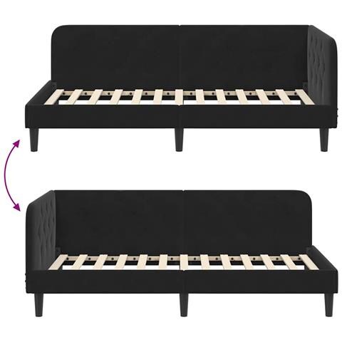 Cornice del letto ad angolo Nero 90 x 200 cm Velluto - Foto 9