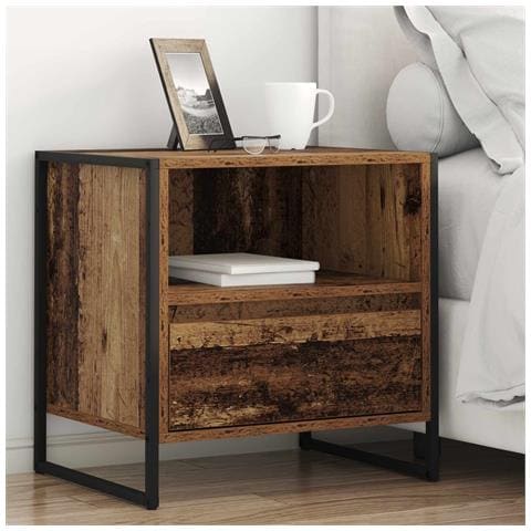 Comodino con cassetto 2 pcs Legno vecchio 50 x 39,5 x 50 cm - Foto 2