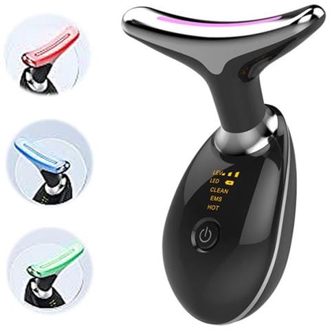 Massaggiatore Per Collo A Led A 7 Colori Con Ems, Vibrazione Sonica E Funzione Termica Black - Foto 1