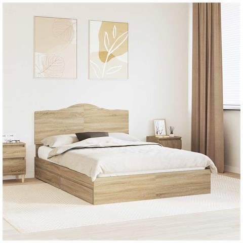 Letto con Contenitore con testiera Rovere Sonoma 160 x 200 cm - Foto 2
