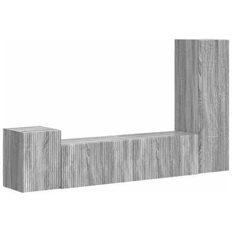 Set mobile TV 4 pcs Grigio Sonoma Legno multistrato - Foto 1