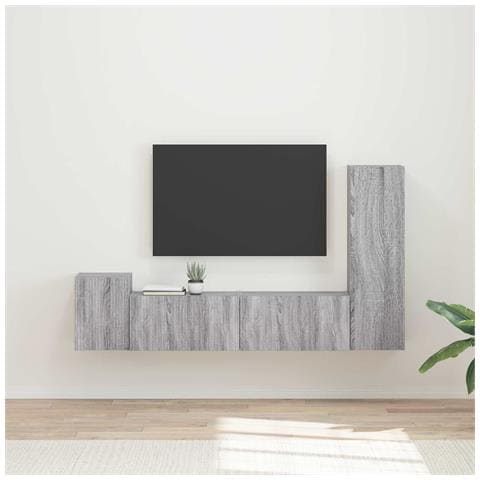 Set mobile TV 4 pcs Grigio Sonoma Legno multistrato - Foto 2