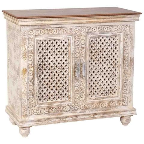 Tavolino Da Ingresso Artigianale In Legno Bianco 104x43x93h Cm - Foto 1