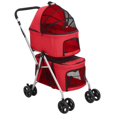 Passeggino Cani Pieghevole 2 Livelli Rosso 83x48x97cm Tessuto - Foto 1