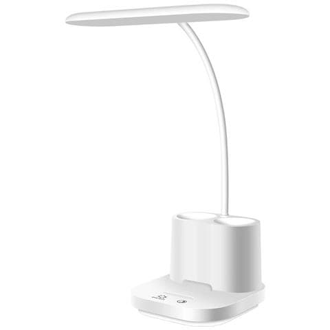 Lampada Da Scrivania Ricaricabile Con Portapenne - Dimmer Touch, Led Per Cura Occhi, Batteria Integrata, Dimmer Continuo E Memoria Luminosità, Bianco - Foto 1