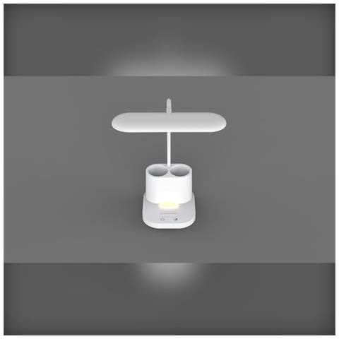 Lampada Da Scrivania Ricaricabile Con Portapenne - Dimmer Touch, Led Per Cura Occhi, Batteria Integrata, Dimmer Continuo E Memoria Luminosità, Bianco - Foto 2