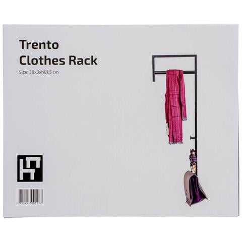 Porta Abiti Da Parete Trento In Metallo Nero Con Barra E 3 Ganci 30x82 Cm - Foto 2