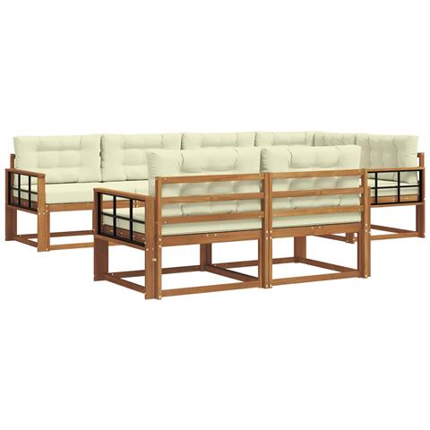 Set di divani da esterno con cuscino 7 pcs Naturale e Crema - Foto 1