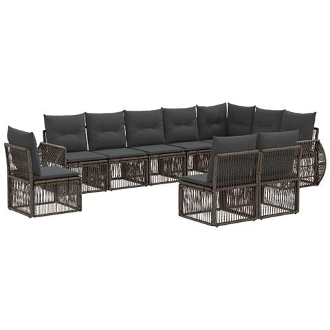 Set Divano da Giardino 10 pcs Grigio e Grigio Scuro polyrattan - Foto 1