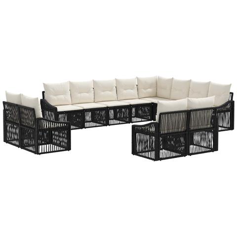 Set Divano da Giardino 12 pcs Nero polyrattan - Foto 1