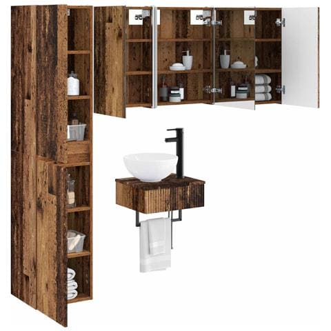 Set di mobili per il bagno 5 pcs Legno antico - Foto 2