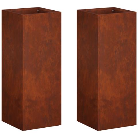 Vaso da giardino 2 pz Ruggine 20 x 20 x 50 cm Acciaio Corten - Foto 1