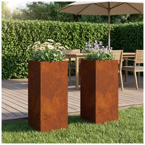 Vaso da giardino 2 pz Ruggine 20 x 20 x 50 cm Acciaio Corten - Foto 2