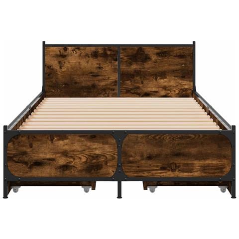Struttura letto con testata con ruota Rovere Fumo 80 x 200 cm - Foto 2