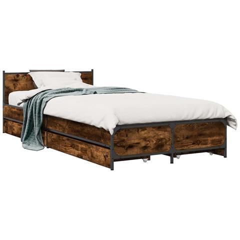 Struttura letto con testata con ruota Rovere Fumo 80 x 200 cm - Foto 1