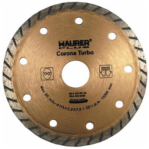 Disco Diamantato Corona Turbo con Flangia 230x2.6x7.5 mm Ø Foro 22mm Maurer Plus - Foto 1