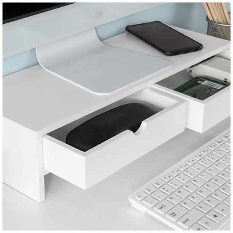Supporto Monitor Pc Da Scrivania Organizer Scrivania Altezza 11 Cm, bianco, bbf02-w - Foto 8