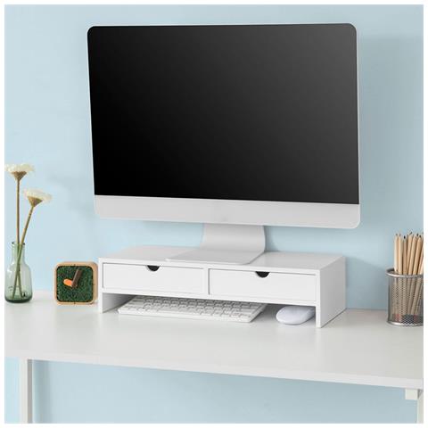 Supporto Monitor Pc Da Scrivania Organizer Scrivania Altezza 11 Cm, bianco, bbf02-w - Foto 1
