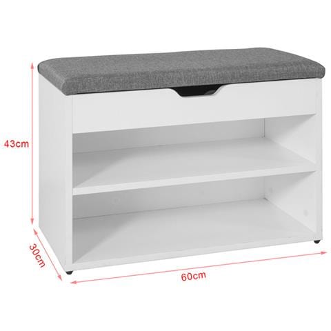 Scarpiera Da Ingresso, Cassapanca, portascarpe Con Cuscino, bianco, Fsr25-hg - Foto 2