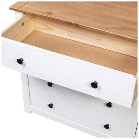 Armadietto Bianco 80x40x73 Cm In Legno Di Pino Modello Panama - Foto 7