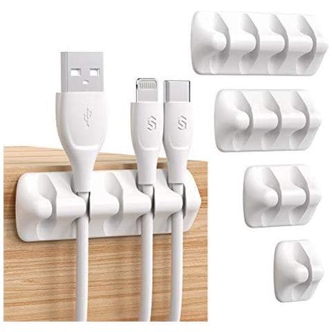 Cable Clip Organizer 5-pack I Titolari Di Gestione Mini Ordina Cavi Per Cavi Adesivo Titolari Clip Per Cavi Di Alimentazione Cavi Di Ricarica Cavi Mouse E Altri Fili Compatibile Bianco - Foto 1